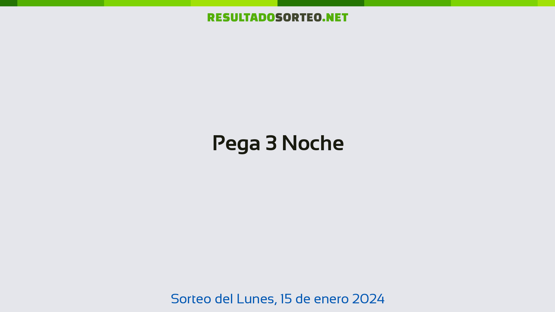 Pega 3 Noche. Sorteo del día 15 de enero de 2024