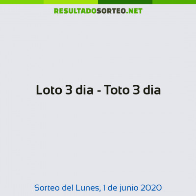 Loto 3 dia - Toto 3 dia del 1 de junio de 2020