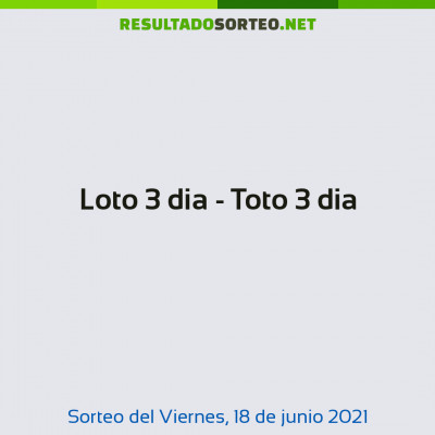 Loto 3 dia - Toto 3 dia del 18 de junio de 2021