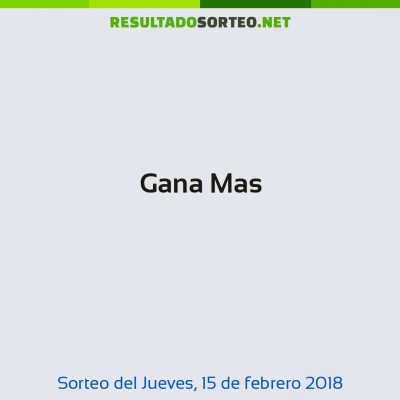 Gana Mas del 15 de febrero de 2018