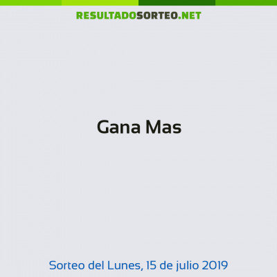 Gana Mas del 15 de julio de 2019
