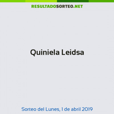 Quiniela Leidsa del 1 de abril de 2019