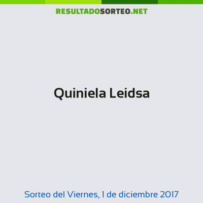 Quiniela Leidsa del 1 de diciembre de 2017