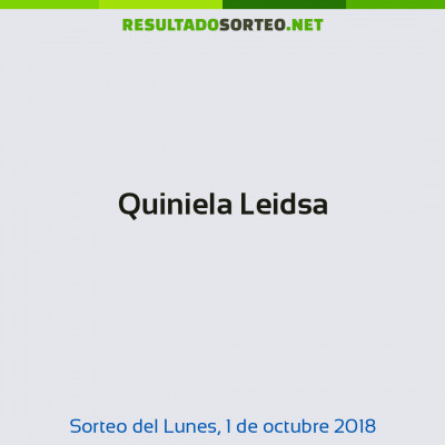 Quiniela Leidsa del 1 de octubre de 2018