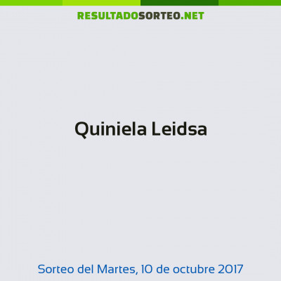 Quiniela Leidsa del 10 de octubre de 2017