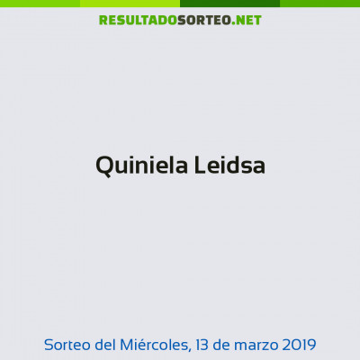 Quiniela Leidsa del 13 de marzo de 2019
