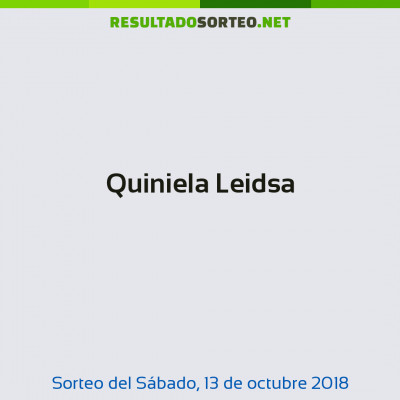 Quiniela Leidsa del 13 de octubre de 2018