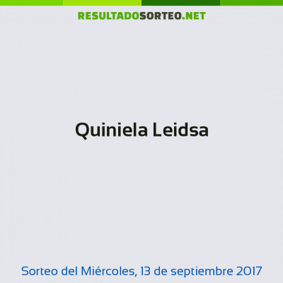 Quiniela Leidsa del 13 de septiembre de 2017