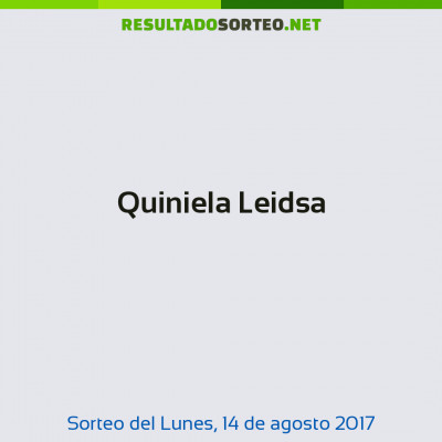 Quiniela Leidsa del 14 de agosto de 2017