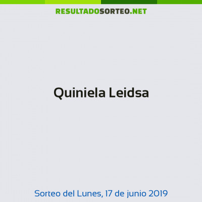 Quiniela Leidsa del 17 de junio de 2019
