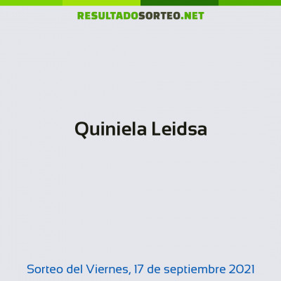 Quiniela Leidsa del 17 de septiembre de 2021
