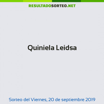 Quiniela Leidsa del 20 de septiembre de 2019