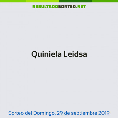 Quiniela Leidsa del 29 de septiembre de 2019