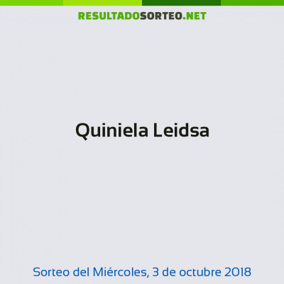 Quiniela Leidsa del 3 de octubre de 2018