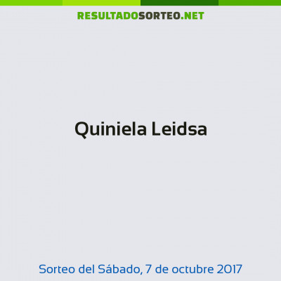 Quiniela Leidsa del 7 de octubre de 2017