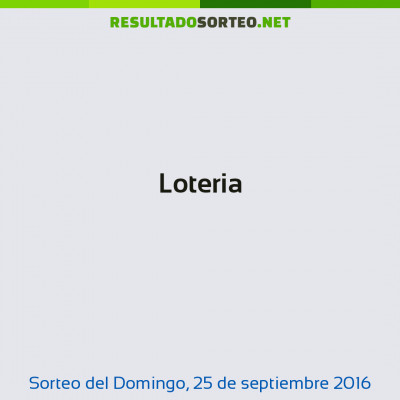 Loteria del 25 de septiembre de 2016