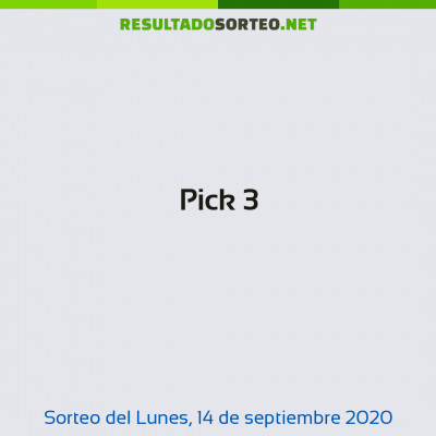 Pick 3 del 14 de septiembre de 2020
