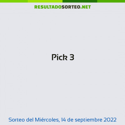 Pick 3 del 14 de septiembre de 2022