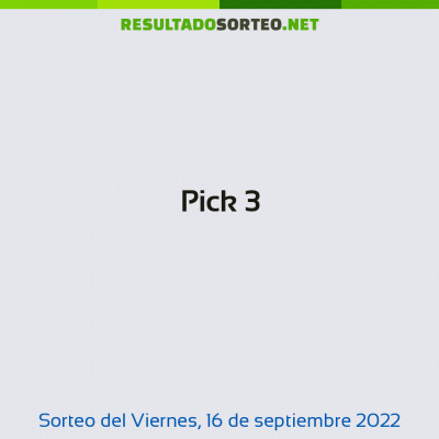 Pick 3 del 16 de septiembre de 2022