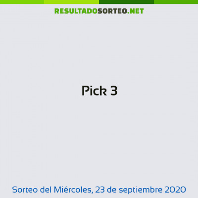 Pick 3 del 23 de septiembre de 2020