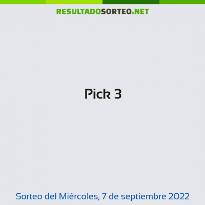 Pick 3 del 7 de septiembre de 2022