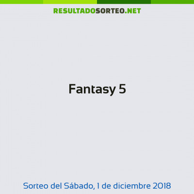 Fantasy 5 del 1 de diciembre de 2018