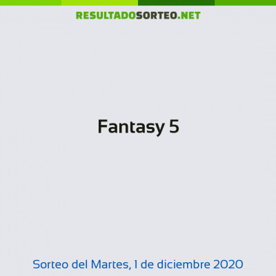 Fantasy 5 del 1 de diciembre de 2020