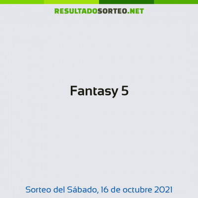 Fantasy 5 del 16 de octubre de 2021