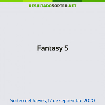 Fantasy 5 del 17 de septiembre de 2020