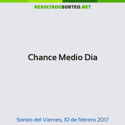 Chance Medio Dia del 10 de febrero de 2017