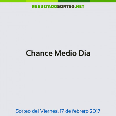 Chance Medio Dia del 17 de febrero de 2017