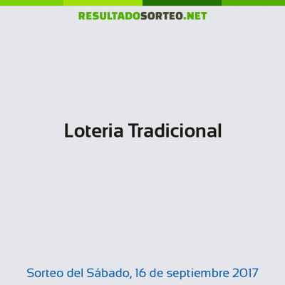 Loteria Tradicional del 16 de septiembre de 2017