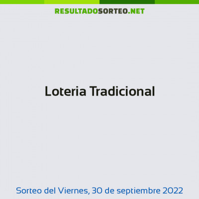 Loteria Tradicional del 30 de septiembre de 2022