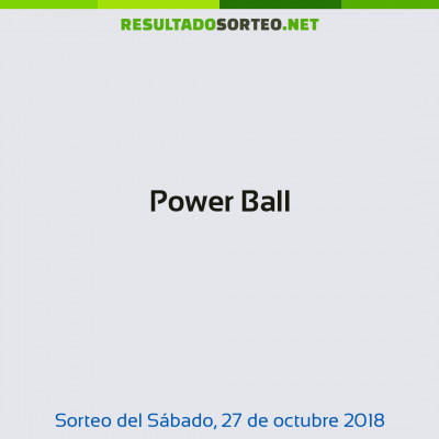 Power Ball del 27 de octubre de 2018