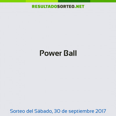 Power Ball del 30 de septiembre de 2017