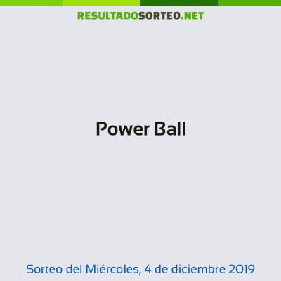 Power Ball del 4 de diciembre de 2019