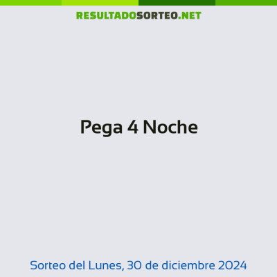 Pega 4 Noche. Sorteo del día 30 de diciembre de 2024