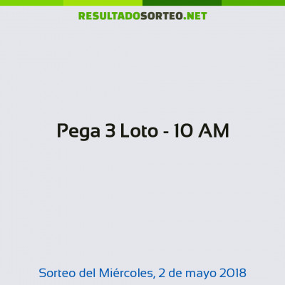 Pega 3 Loto - 10 AM del 2 de mayo de 2018