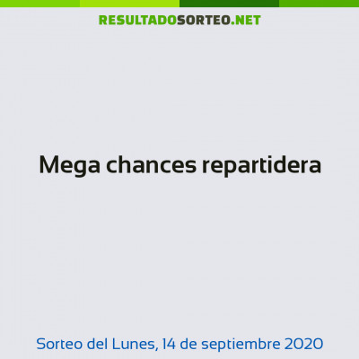 Mega chances repartidera del 14 de septiembre de 2020