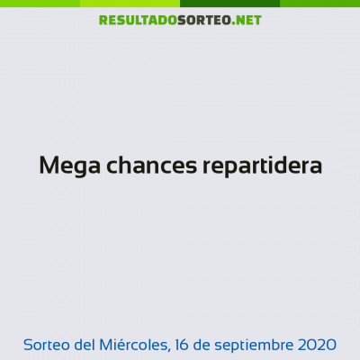 Mega chances repartidera del 16 de septiembre de 2020