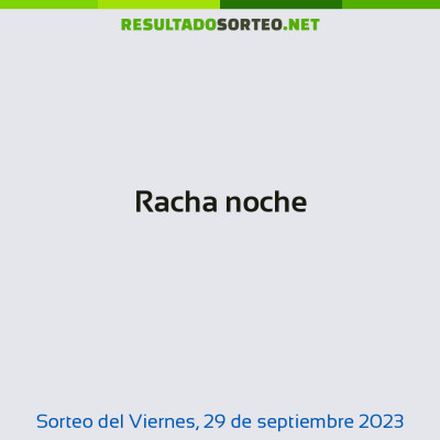 Racha noche del 29 de septiembre de 2023