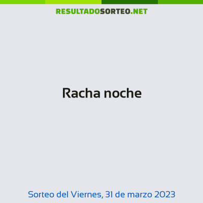 Racha noche del 31 de marzo de 2023