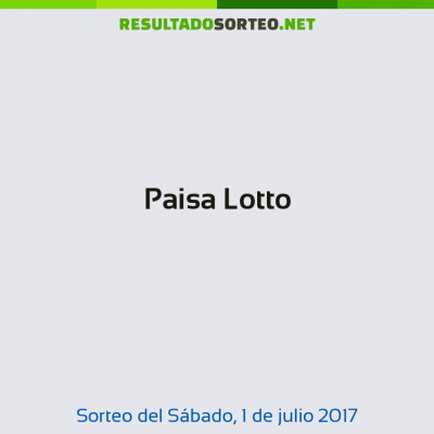 Paisa Lotto del 1 de julio de 2017
