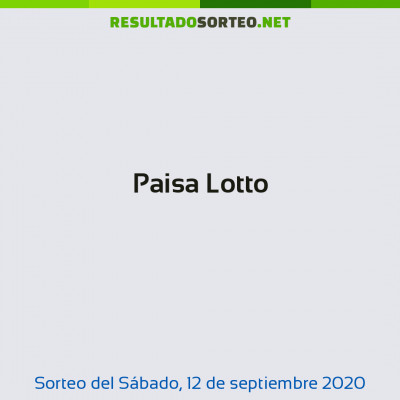 Paisa Lotto del 12 de septiembre de 2020