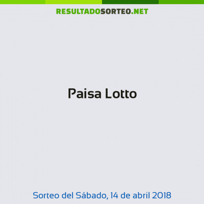 Paisa Lotto del 14 de abril de 2018