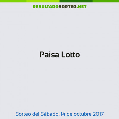 Paisa Lotto del 14 de octubre de 2017