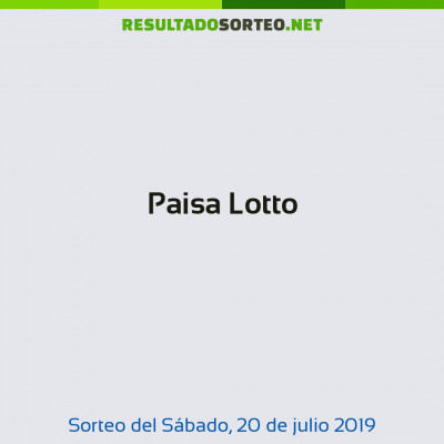 Paisa Lotto del 20 de julio de 2019