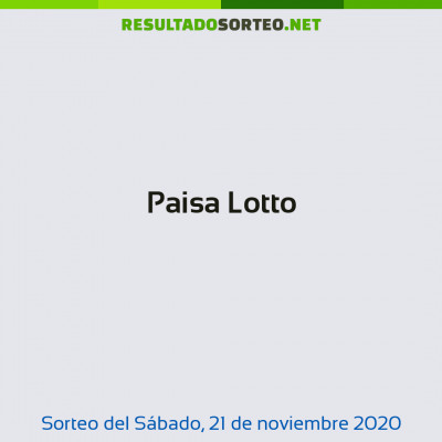 Paisa Lotto del 21 de noviembre de 2020