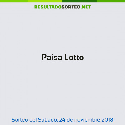 Paisa Lotto del 24 de noviembre de 2018