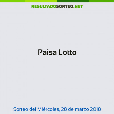 Paisa Lotto del 28 de marzo de 2018